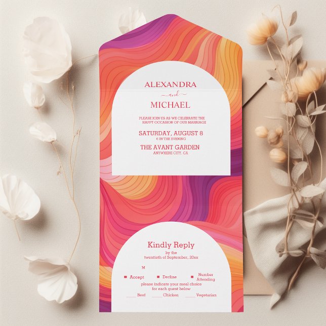 Casamento de Groovy Retro Pink e Arch Laranja (Criador carregado)