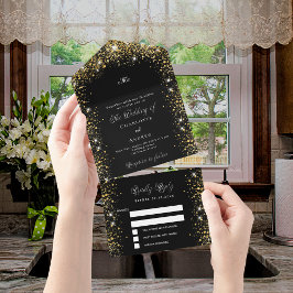 Casamento de guião dourado preto