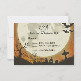 Casamento de Halloween RSVP em laranja com lua