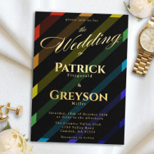 Casamento de Homens Gays Elegante Arco-íris Dourad