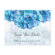 Casamento de hydrangea azul salve o cartão postal