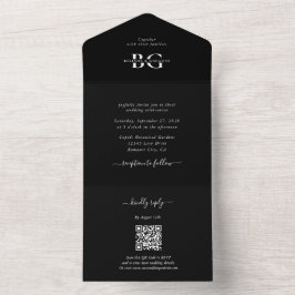 Casamento de Iniciais de Monograma Branco e Preto