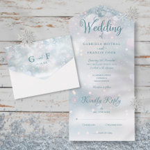 Casamento de Inverno com Letra Elegante de Flocos 