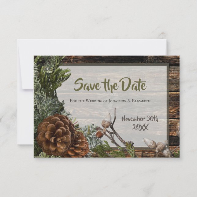Casamento de Inverno com Pinhas Rústicas (Frente)