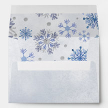 Casamento de Inverno Elegante Flocos de Neve Azul-