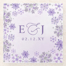 Casamento de Inverno Flocos de Neve Roxo Prata Mon