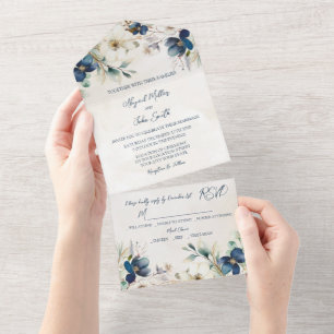 Casamento de Inverno Floral Azul Elegante