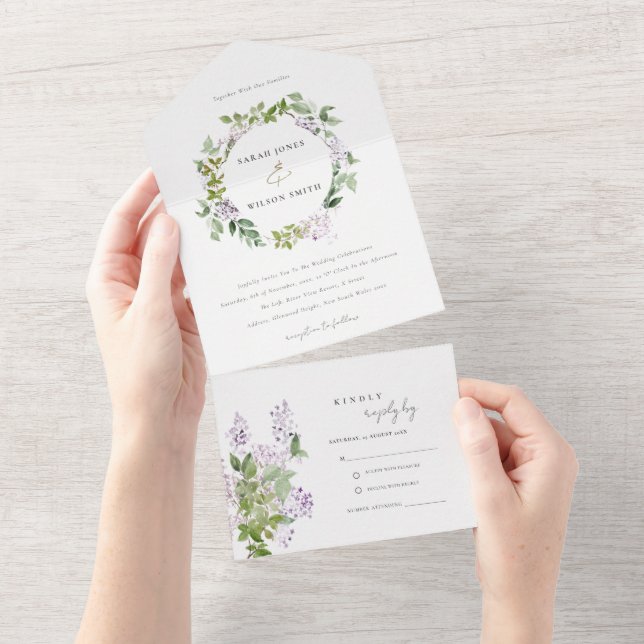 Casamento de Jardim de Algodão Floral Lilac (Aba destacável)