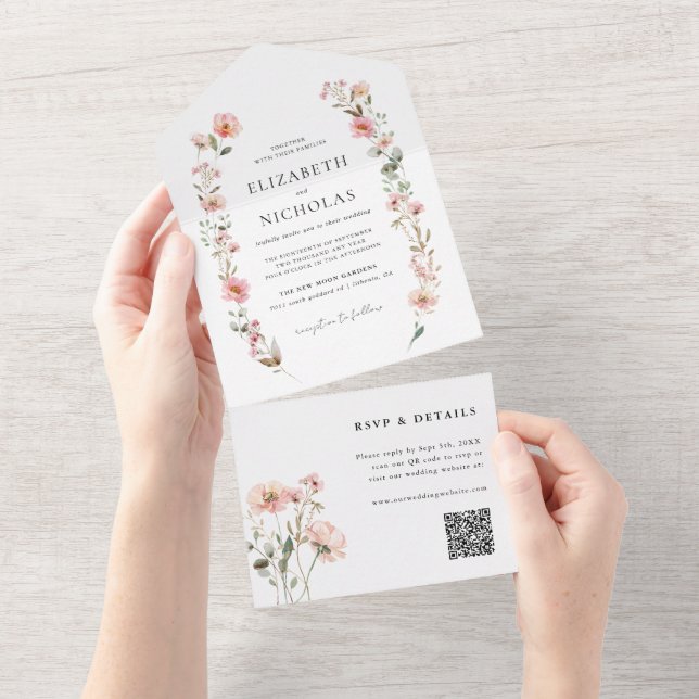 Casamento de Jardim de Flores Selvagens Elegante (Aba destacável)