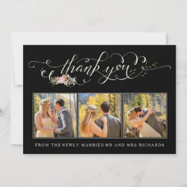 Casamento de Jardim Floral Obrigado Cartões com fo