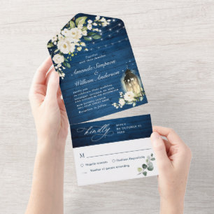 Casamento de Lanterna de Madeira Azul Rosas Branca