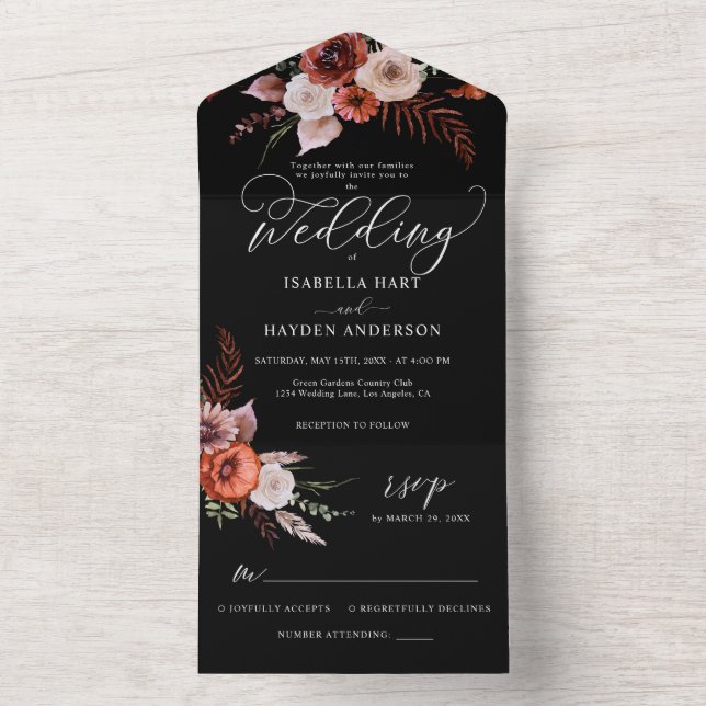 Casamento de Laranja Queimada Floral de Autumn Dar (Interno)
