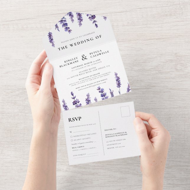Casamento de lavanda floral elegante (Aba destacável)