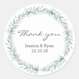 Casamento de Leaf Wreath Obrigado adesivos