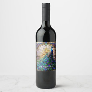 Casamento de Luxo: Rótulos de Vinho com Pavão em V