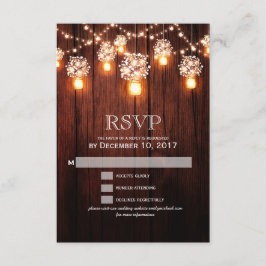 Casamento de madeira clara de corda Mason jar RSVP