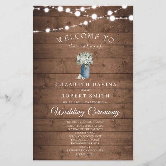 Casamento de Madeira com Luzes Rústicas Elegantes  (Frente)