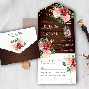 Casamento de Madeira Floral Lanterna Floral Rosa-R