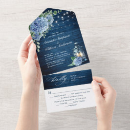 Casamento de Madeira Marinho Azul Hydrangea Lanter