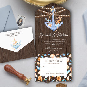 Casamento de Madeira Rústica Âncora Náutica Sob o