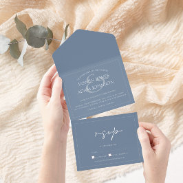 Casamento de Manuscrito Azul Mínimo Dusty