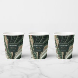 Casamento de Marble Elegante Verde e Dourado