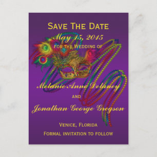 Casamento de Mardi Gras SALVANDO OS Cartões