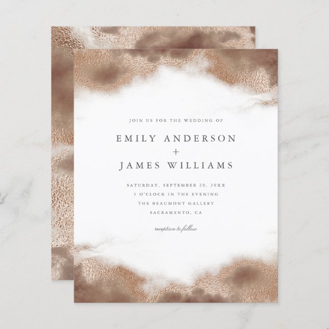 Casamento de Marés Douradas Elegante do Orçamento (Frente/Verso)