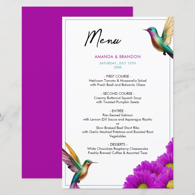 Casamento de Margaridas Roxas Coloridas (Frente/Verso)