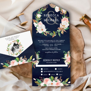 Casamento de Marinho de Fúria Floral Cor-de-Rosa M
