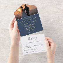 Casamento de Marinho Real Azul com Foto Minimalist