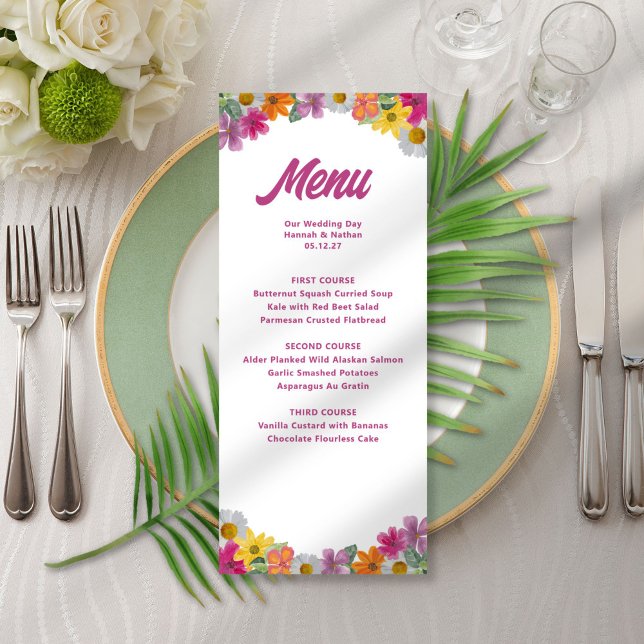 Casamento de Menu de Casamento Tropical Flores Bri (Criador carregado)