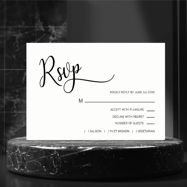 Casamento de Menu de RSVP Preto e Branco Clássico  (Criador carregado)