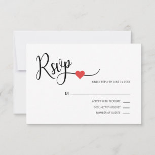Casamento de Menu de RSVP Vermelho e Branco Clássi