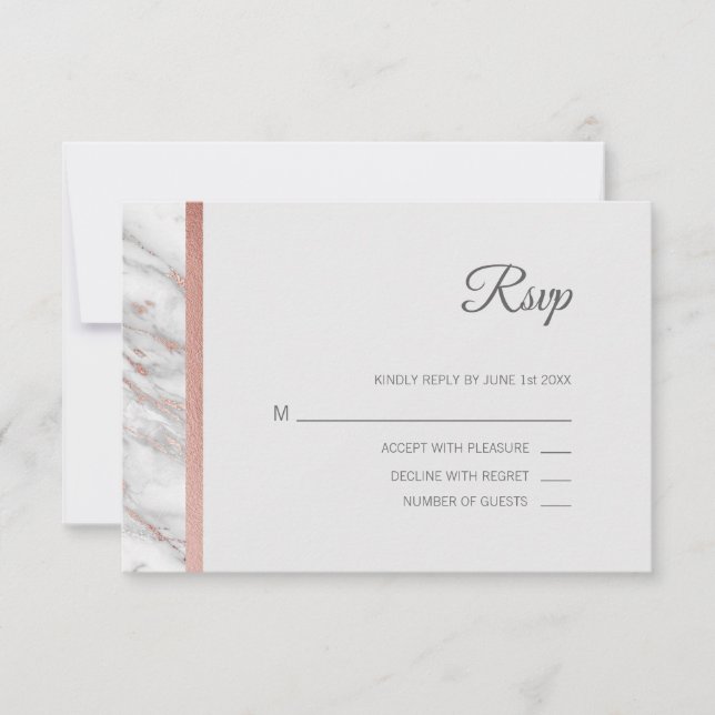 Casamento de Menu do Classy Marble Rosa Gold Foil  (Frente)