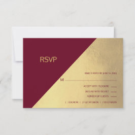 Casamento de Menu Modern Burgundy & Gold Foil RSVP