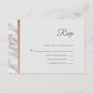 Casamento de Menu Rosa Gold Foil RSVP Classy Marbl