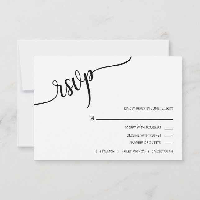 Casamento de Menu RSVP de PINK PINK Blush Branco p (Frente)