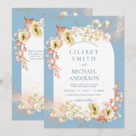 Casamento de Mistura Floral de Coral Azul Dusty