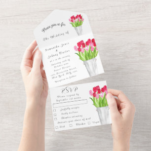 Casamento de Mola d'Água das Tulipas Rosa Vermelha