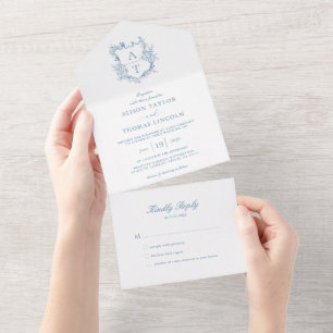 Casamento de Monograma Azul de Crest Formal