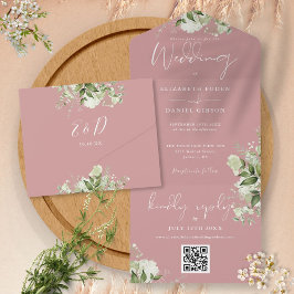 Casamento de Monograma com Código QR de Folhagem R