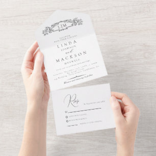 Casamento de monograma da crista botânica Elegante