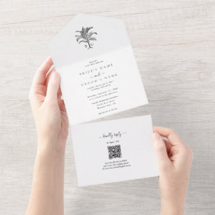 Casamento de Monograma de Árvore Tropical Minimali