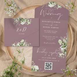 Casamento de Monograma de Código QR Floral Verde M