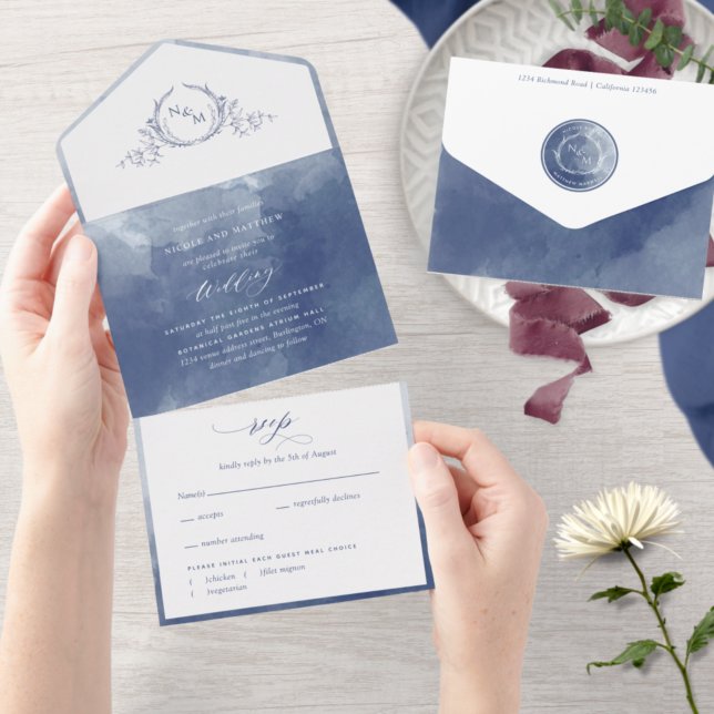 Casamento de Monograma de Cor Azul de Marinho Eleg (Criador carregado)