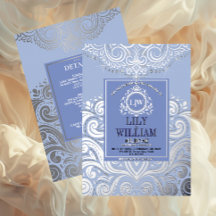 Casamento de Monograma de Diamante Artdeco Azul El