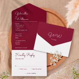 Casamento de Monograma de Letra de Script Burgundy