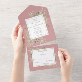 Casamento de Monograma de Verde Botânico Rosa Empo