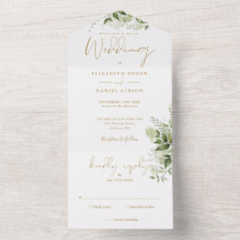 Casamento de Monograma Dourado Elegante com Verdur